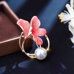 Brooches Oil Drip Brooch Morning Glory Female Fashion Exquisite Corsage Jewelry Pearl Inlaid Pin Silk Scarf