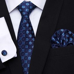 Neck Tie Set Fashion Dropshipping Holiday Gift Tie Pocket Squares Cufflink Set Necktie Dot Man Dark Grey Wedding Accessories Performance
