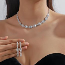 Choker Water Diamond Earrings Necklace Set Dress Chain Evening Banquet Accessories