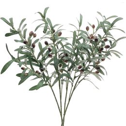 Decorative Flowers 1PCS Artificial Olive Branches For Vases Fake Leaf Stems With Olives 14.9" Tall Greenery Tree Branch Plant Home