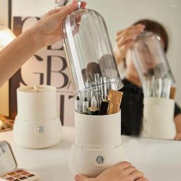 Storage Bottles Makeup Brush Organiser Holder For 360-degree Rotating With Lid Brushes Desktop
