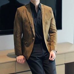 Men's Suits Exquisite Korean Version Men Personality Design Suit Jacket 2024 Fashion Business Slim Casual Blazers Wedding Party Tuxedo 5XL-M