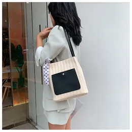 Shopping Bags Women Straw Patchwork Hasp Casual Stylish Sweet Girls All Match Tote Large Capacity Korean Style Shopper Bag Daily