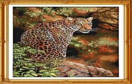 Cheetah forest painting animal Handmade Cross Stitch Craft Tools Embroidery Needlework sets counted print on canvas DMC 14CT 11CT 3326195