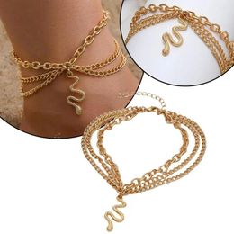 Anklets Bohemia Gold Colour Snake Ankle Bracelet For Women Girls Punk Layered Dangle Anklet Foot Chain Jewellery Gift I8L0