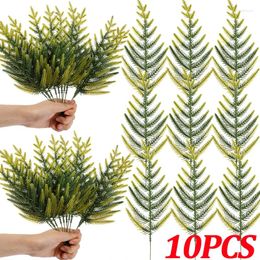 Decorative Flowers Artificial Cypress Branches Plastic Pine Needle Leaves Branch Green Fake Plants Decoration Home DIY Wreath Wedding