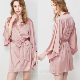 Home Clothing Summer Sleepwear Nightgown Female Satin Robe Intimate Lingerie Sexy Silky Bridal Wedding Gift Kimono Bathrobe Gown Homewear