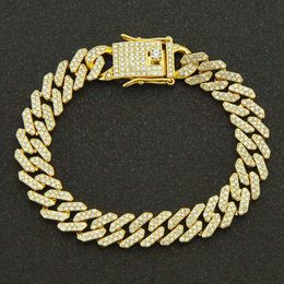 230821-1 Full Diamond Cuban Chain Necklace Accessories Mens Cool Colourful Collar Pendant Bracelet Hip Hop