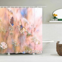 Shower Curtains 3D Printing Forest Curtain Flowers Bird Butterfly Landscape Bath With Hooks For Bathroom Waterproof Scenery X02