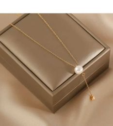 Pendant Necklaces Minar Minimalist Single Freshwater Pearl Pendant Necklaces for Women Girl 14K Real Gold Plated Copper Chokers Wholesale Jewelry