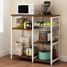 Kitchen Storage 3-Tier Baker's Rack Utility Microwave Oven Stand Cart Workstation Shelf White Oak