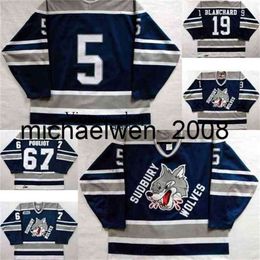 Vin Weng Go Customize OHL Sudbury Wolves Jersey Mens Womens Kids 5 Mike Wilson 19 Trevor Blanchard 67 Benoit Pouliot Hockey Jerseys Goalit Cut RARE