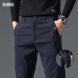 Herrenhosen Kubro 2023 Neue Herbst Klassiker Arbeit Elastic Hosen Herren Baumwoll Elastische Taille Geschäfte Slim Fit Casual Goods Menssl2405