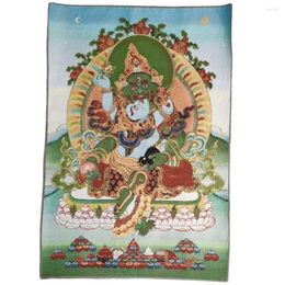 Tapestries Tibet Tibetan Cloth Silk Green Jambhala Wealth God Thangka Mural Wall Hanging For Home Decor Tapestry Meditation