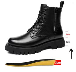 Boots 8CM Height Increasing Men Platform Winter Zipper High Mens Leather Boot Male Elevator Shoes Autumn6824802