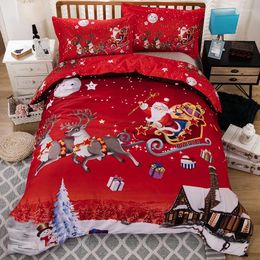 Bedding Sets Set 3D Santa Claus Christmas Decoration Soft Duvet Cover 3pcs/Set Pillowcase Winter Sleeping Home Decor El