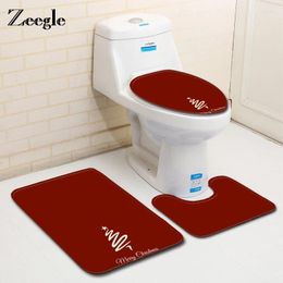 Bath Mats Zeegle Bathroom Christmas Decor Rugs 3pcs Carpet Set Non-slip Mat For Toilet Shower Room Foot Pad