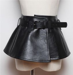 2020 New Wide Belt Women Corset Belts Pu Leather Ruffle Skirt Peplum Waistband Cummerbunds Female Dress Strap Girdle4148546