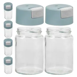 Dinnerware Sets 6 Pcs Seasoning Jar Set Glass Shakers Salt And Holder Household For Kitchen Container Dispenser Gadget Travel