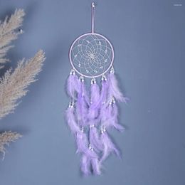 Decorative Figurines Hand Woven Feather Purple Dream Catcher Home Decoration Hang Crafts Pendant Christmas Gift