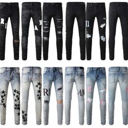 2024 new high quality fashion mens jeans cool style denim pant distressed ripped biker blue designer Jean men black pants 66nn