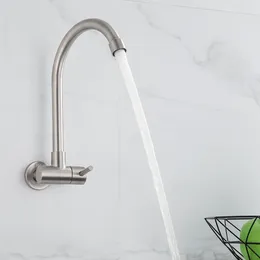 Kitchen Faucets Faucet Single Cooling 304 Stainless Steel Wiredrawing Wall