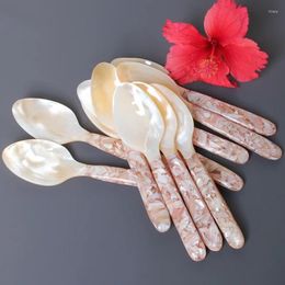 Spoons Natural Shell Spoon Long Handle Vietnamese Pearl Caviar Sauce Teaspoons Coffee 15cm