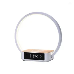 Table Lamps LED Lamp With Wireless & Alarm Clock Nightstand For Bedroom