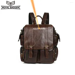 Backpack Royal Bagger 14" Laptop For Women Men Genuine Cow Leather Business Travel Vintage Shoulder Bag 1400