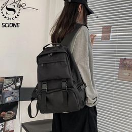Backpack Scione Black Backpacks Student Large Size Men School Bags Fashion Casual Women Travel Computer Rucksacks K437