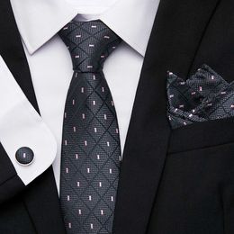 Neck Tie Set Great Quality Factory Sale Birthday Gift Tie Hanky Cufflink Set Tie Necktie Formal Clothing Purple Geometric Performance