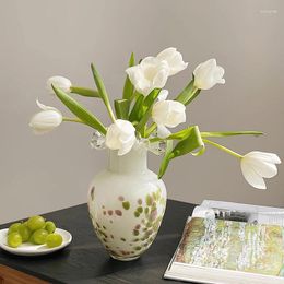 Vases Fenton Vintage Glass Vase Cream White Pleated Lace Decorative Floral Vessel
