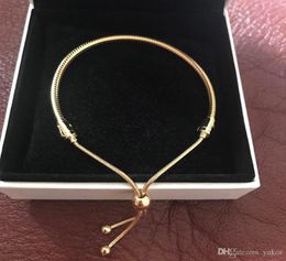 NEW 18K Yellow Gold Chain Bracelet Set Original Box for 925 Silver Moments Adjustable size Bracelets Women Wedding Jewelry2169749