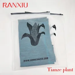 Gift Wrap Custom 100MOQ Printing Transparent Plastic Frosted PVC Clothes Blank Bag With Zipper