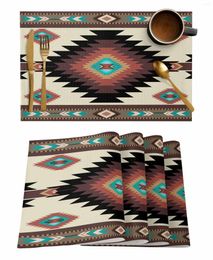 Table Mats 4/6 Pcs Brown Bohemian Geometric Placemat Kitchen Home Decoration Dining Coffee Mat