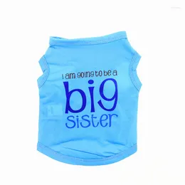 Dog Apparel Big Sister Vest Printed Cotton Jersey Spring/Summer Shirt Pet Clothes For Dogs Cats Puppy Supplies