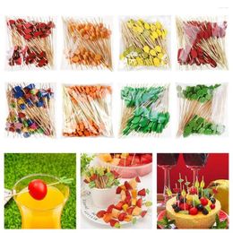 Forks 100Pcs Disposable Bamboo Picks Fruit Sticks For Kids Cocktail Decoration Salad Sandwich Buffet Toothpicks Party Supply