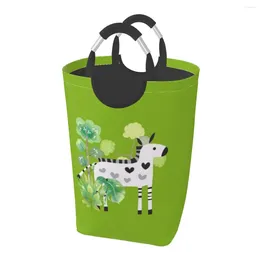 Laundry Bags Animals Cartoon Zebra In Jungle A Dirty Clothes Pack