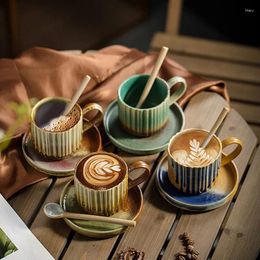 Mugs Japanese Stoare Coffee Cup And Saucer Set Retro Ceramic Creative Mug Home Art Water