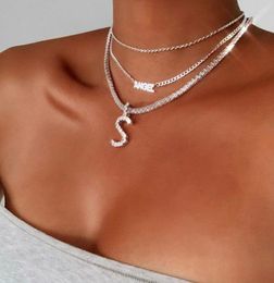 Pendant Necklaces Women Hip Hop Necklace Western Style Letters Sexy Lady Charm Rhinestone Simple Alloy Choker AccessoriesPendant9368916