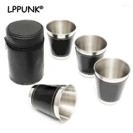 Mugs 4pcs/set 70ml Of Cccp Set 304 Stainless Steel Wine Beer Whiskey Outdoor Travel Water Bottle