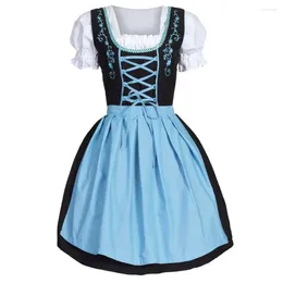 Casual Dresses Bavarian Women's Tavern Costume Drindl Girl Beer Oktoberfest Maid Dress Little Black Long Sleeve Chiffon Ruffle