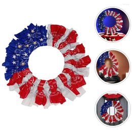 Decorative Flowers Independence Day Wreath Wall Decorations House For Home Front Door Patriotic Wrought Iron Fourth Of July Floral Garland