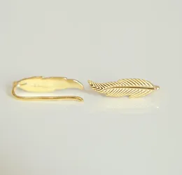Stud Earrings High Polished Gold Silver Color 925 Sterling Metal Adorable Young Girl Feather Leaf Design Wire Earring