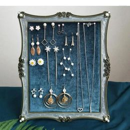 Decorative Plates Flocking Shelves Vintage Necklace Stand Eardrop Earrings Hanging Board Dressing Table Jewelry Cosmetic Containers