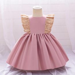 Girl Dresses Sequined 1st Birthday Party Princess Gown For Toddler Baby Girls Pleated Tutu Evening Dress Infant Big Bow Weekday Holiday Wear