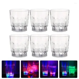 Disposable Cups Straws 4/6Pcs Glowing Plastic S Glasses Party Whisky Light Button Neon LED Up For Storage Decorate