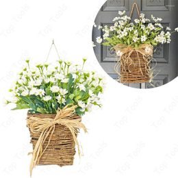 Decorative Flowers Daisy Wreath Artificial Flower Decoration Outdoor Garden Decor Wedding Wall Hanging Basket Home Fake
