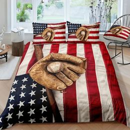 Bedding Sets Baseball American Flag Print Set Soft Comfortable Duvet Cover For Bedroom Guest Room1 2 Pillowcases