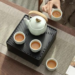 Teaware Sets High End Travel Tea Set Ceramic One Pot Four Cups Lifting Beam Teapot With Bag